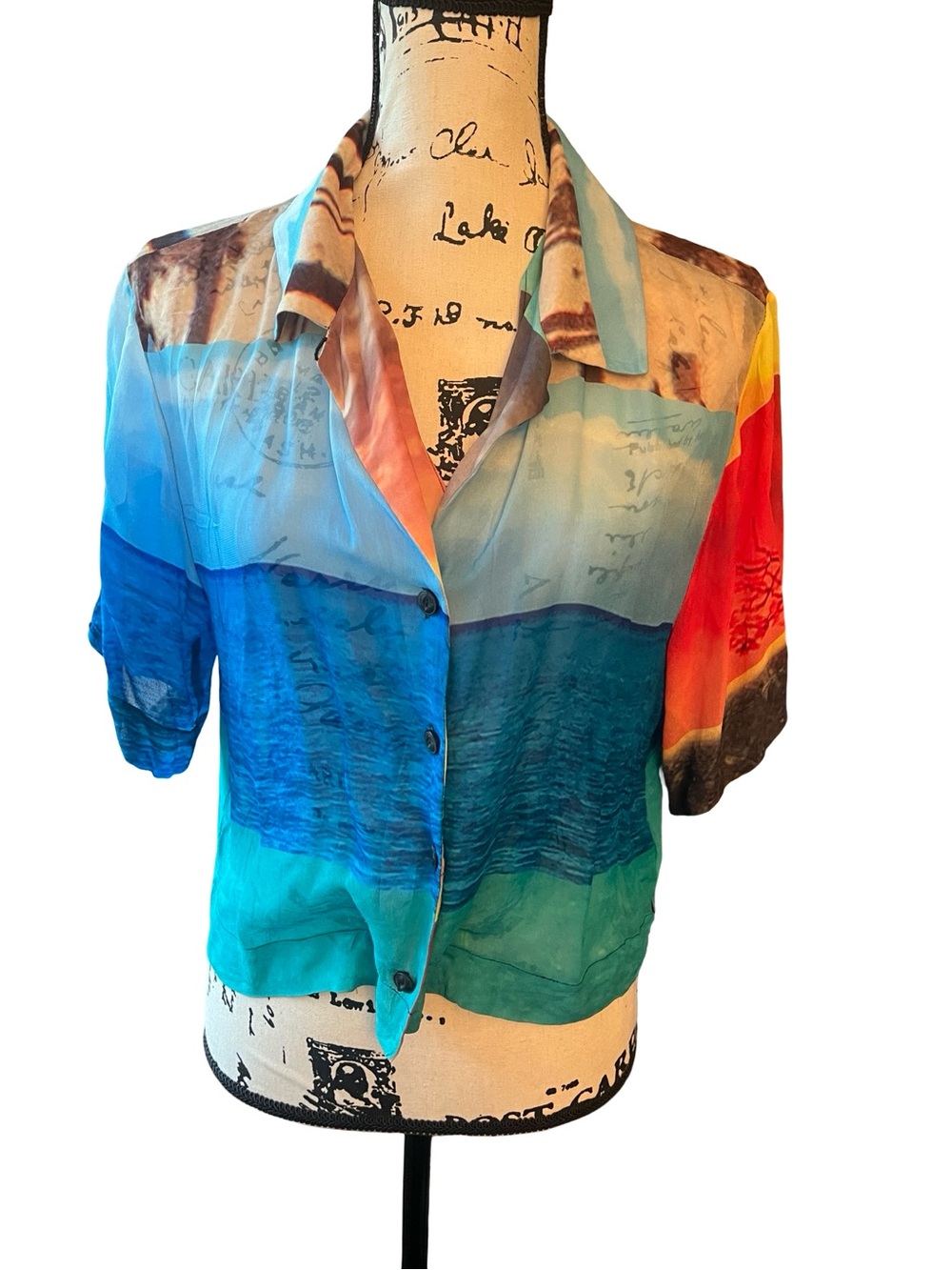 Rag&Bone Tropical Button Cropped Shirt Size S